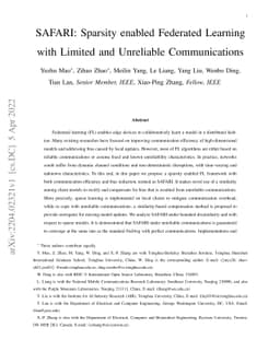 SAFARI: Sparsity enabled Federated Learning with Limited and Unreliable
  Communications