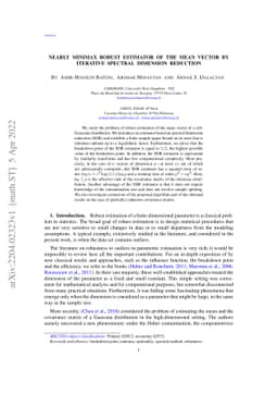 Nearly minimax robust estimator of the mean vector by iterative spectral
  dimension reduction