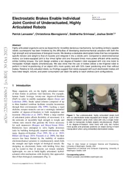 Electrostatic Brakes Enable Individual Joint Control of Underactuated,
  Highly Articulated Robots