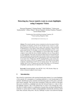 Detecting key Soccer match events to create highlights using Computer
  Vision