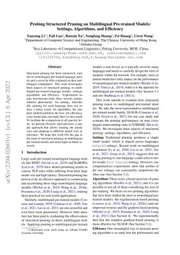 Probing Structured Pruning on Multilingual Pre-trained Models: Settings,
  Algorithms, and Efficiency