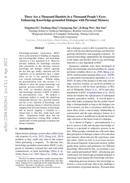 There Are a Thousand Hamlets in a Thousand People's Eyes: Enhancing
  Knowledge-grounded Dialogue with Personal Memory