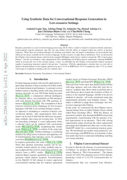 Using Synthetic Data for Conversational Response Generation in
  Low-resource Settings