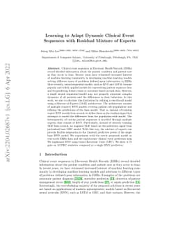 Learning to Adapt Clinical Sequences with Residual Mixture of Experts
