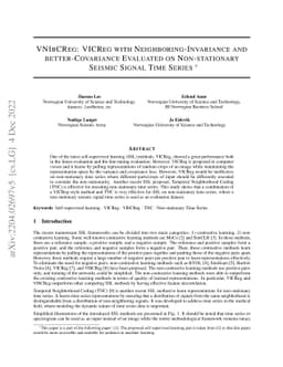 VNIbCReg: VICReg with Neighboring-Invariance and better-Covariance
  Evaluated on Non-stationary Seismic Signal Time Series