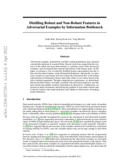 Distilling Robust and Non-Robust Features in Adversarial Examples by
  Information Bottleneck