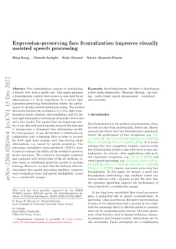 Expression-preserving face frontalization improves visually assisted
  speech processing