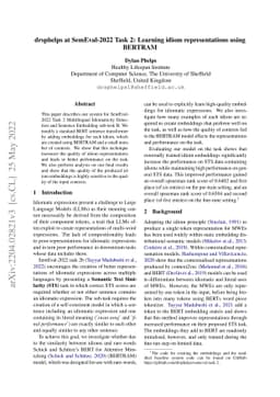 drsphelps at SemEval-2022 Task 2: Learning idiom representations using
  BERTRAM