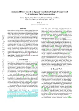 Enhanced Direct Speech-to-Speech Translation Using Self-supervised
  Pre-training and Data Augmentation