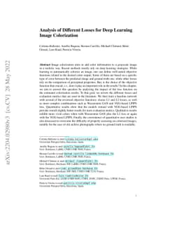 Analysis of Different Losses for Deep Learning Image Colorization