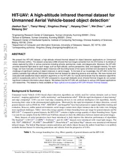 HIT-UAV: A high-altitude infrared thermal dataset for Unmanned Aerial
  Vehicle-based object detection