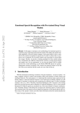 Emotional Speech Recognition with Pre-trained Deep Visual Models