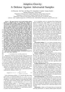 Adaptive-Gravity: A Defense Against Adversarial Samples