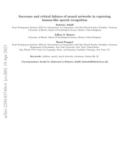 Successes and critical failures of neural networks in capturing
  human-like speech recognition