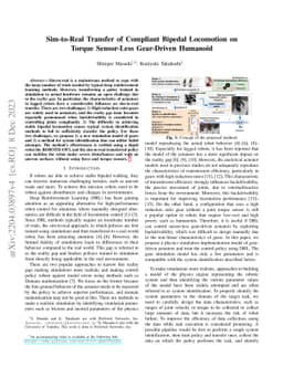 Sim-to-Real Transfer of Compliant Bipedal Locomotion on Torque
  Sensor-Less Gear-Driven Humanoid