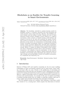 Blockchain as an Enabler for Transfer Learning in Smart Environments