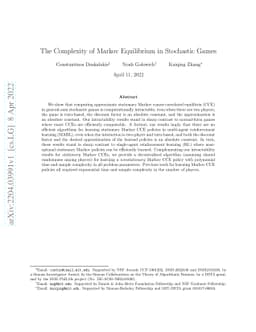 The Complexity of Markov Equilibrium in Stochastic Games