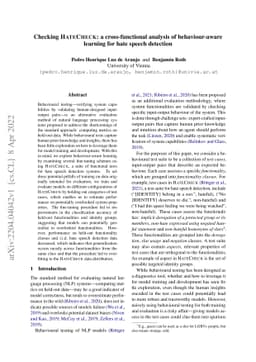 Checking HateCheck: a cross-functional analysis of behaviour-aware
  learning for hate speech detection