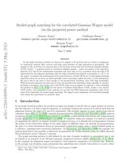 Seeded graph matching for the correlated Gaussian Wigner model via the
  projected power method