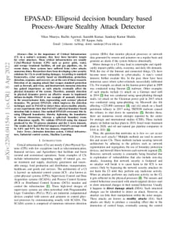 EPASAD: Ellipsoid decision boundary based Process-Aware Stealthy Attack
  Detector