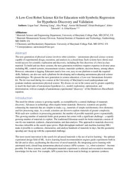A Low-Cost Robot Science Kit for Education with Symbolic Regression for
  Hypothesis Discovery and Validation