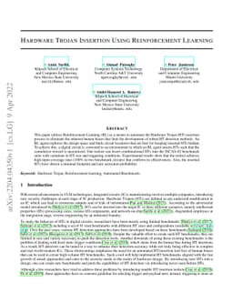 Hardware Trojan Insertion Using Reinforcement Learning