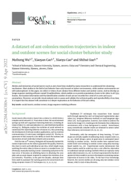 A dataset of ant colonies motion trajectories in indoor and outdoor
  scenes for social cluster behavior study