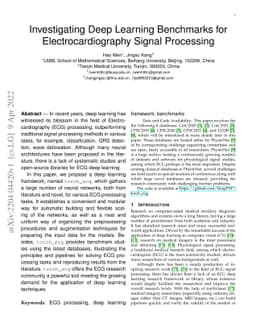 Investigating Deep Learning Benchmarks for Electrocardiography Signal
  Processing