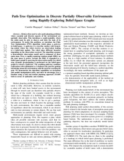 Path-Tree Optimization in Discrete Partially Observable Environments
  using Rapidly-Exploring Belief-Space Graphs