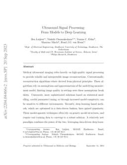 Ultrasound Signal Processing: From Models to Deep Learning