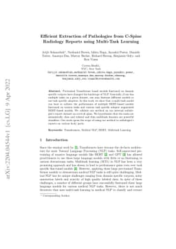 Efficient Extraction of Pathologies from C-Spine Radiology Reports using
  Multi-Task Learning