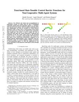 Trust-based Rate-Tunable Control Barrier Functions for Non-Cooperative
  Multi-Agent Systems