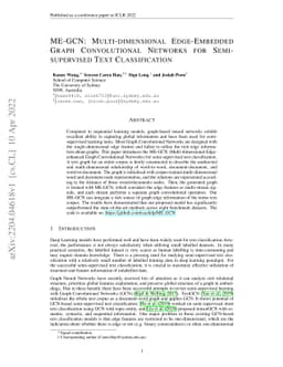 ME-GCN: Multi-dimensional Edge-Embedded Graph Convolutional Networks for
  Semi-supervised Text Classification
