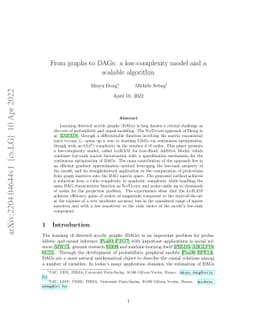 From graphs to DAGs: a low-complexity model and a scalable algorithm