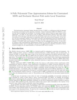 A Fully Polynomial Time Approximation Scheme for Constrained MDPs and
  Stochastic Shortest Path under Local Transitions