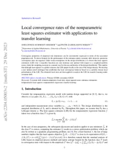 Local convergence rates of the nonparametric least squares estimator
  with applications to transfer learning