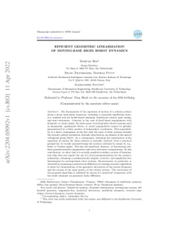 Efficient Geometric Linearization of Moving-Base Rigid Robot Dynamics