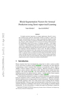 Block-Segmentation Vectors for Arousal Prediction using Semi-supervised
  Learning