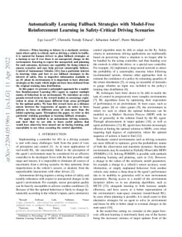 Automatically Learning Fallback Strategies with Model-Free Reinforcement
  Learning in Safety-Critical Driving Scenarios