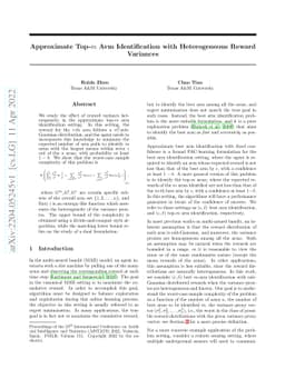 Approximate Top-$m$ Arm Identification with Heterogeneous Reward
  Variances