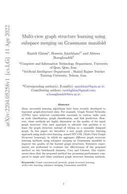 Multi-view graph structure learning using subspace merging on Grassmann
  manifold