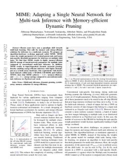 MIME: Adapting a Single Neural Network for Multi-task Inference with
  Memory-efficient Dynamic Pruning