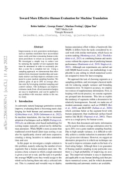 Toward More Effective Human Evaluation for Machine Translation