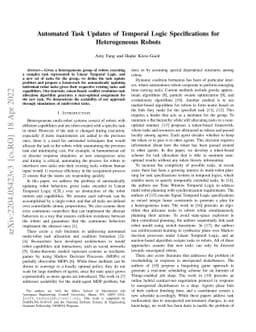 Automated Task Updates of Temporal Logic Specifications for
  Heterogeneous Robots