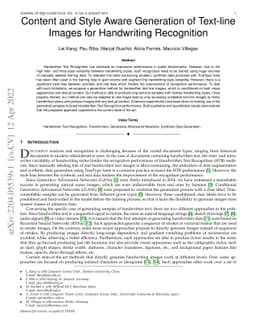 Content and Style Aware Generation of Text-line Images for Handwriting
  Recognition