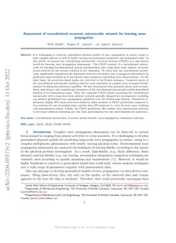 Assessment of convolutional recurrent autoencoder network for learning
  wave propagation