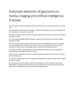 Automatic detection of glaucoma via fundus imaging and artificial
  intelligence: A review