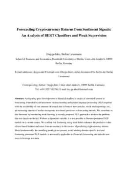 Forecasting Cryptocurrency Returns from Sentiment Signals: An Analysis
  of BERT Classifiers and Weak Supervision