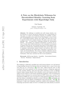 A Note on the Blockchain Trilemma for Decentralized Identity: Learning
  from Experiments with Hyperledger Indy