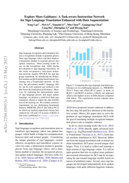 Explore More Guidance: A Task-aware Instruction Network for Sign
  Language Translation Enhanced with Data Augmentation